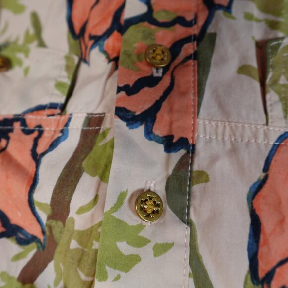 Tory Burch Dress Womens 4 Derrick Poplin Shirt Dress Pink Poppies Bloom Floral - Picture 4 of 12